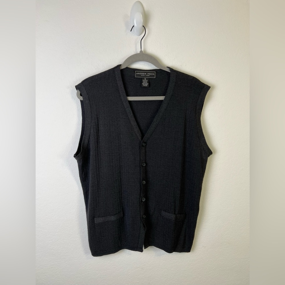 Andrew Fezza New York Gray Classic Sweater Vest Office Fall Winter
